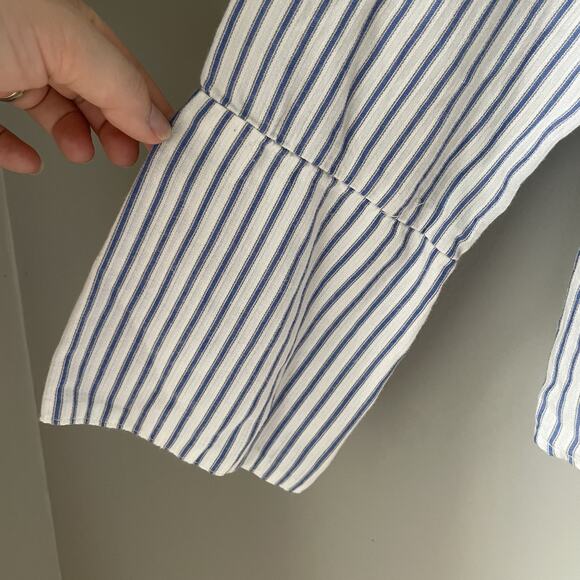 Nanette Lepore Front Tie Gold Embellished Blue White Stripe Blouse Womens Small - Picture 8 of 10